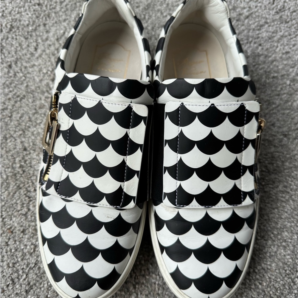 Roger Vivier Black and White Scallop Sneakers